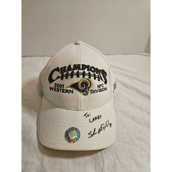 St Louis Rams Champions 2001 Ball Cap Hat Adjustable NFC Reebok SIGNED MCDONALD